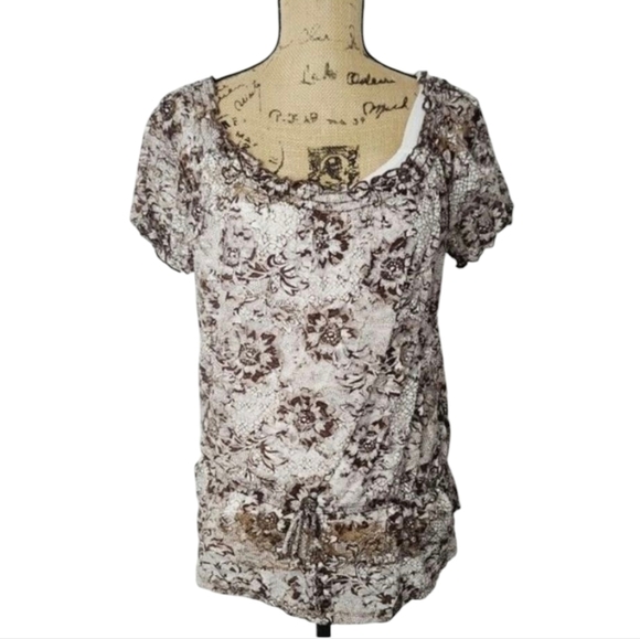 Y2K Brown Semi Sheer Fairycore Whimsi Blouse - Picture 1 of 10